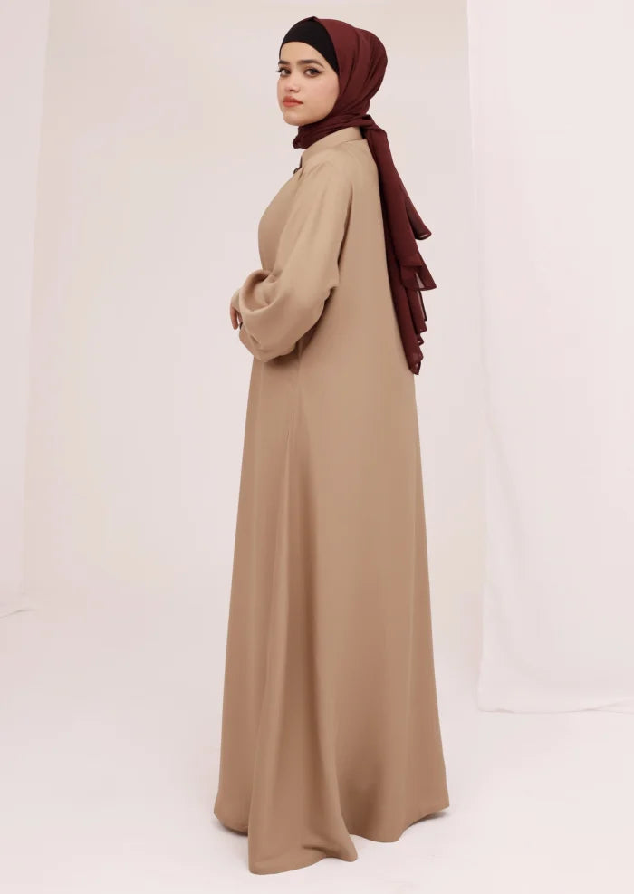 Fawn Desert Abaya for Women | Front Open Sherwani Style | Modest Islamic Wear