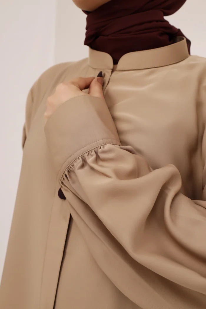 Fawn Desert Abaya for Women | Front Open Sherwani Style | Modest Islamic Wear